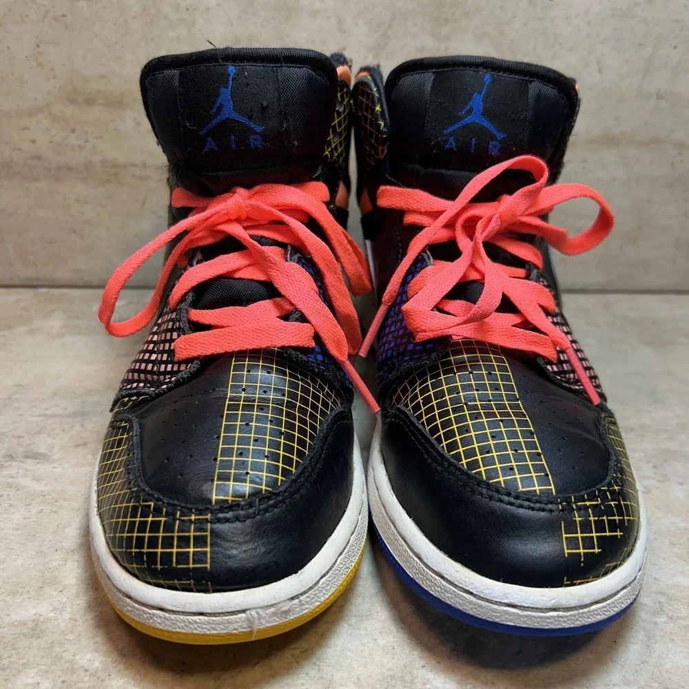 Jordan 1 Mid SE GS Signal Blue Black Multi Color DC4092-001 Kids Size 5Y